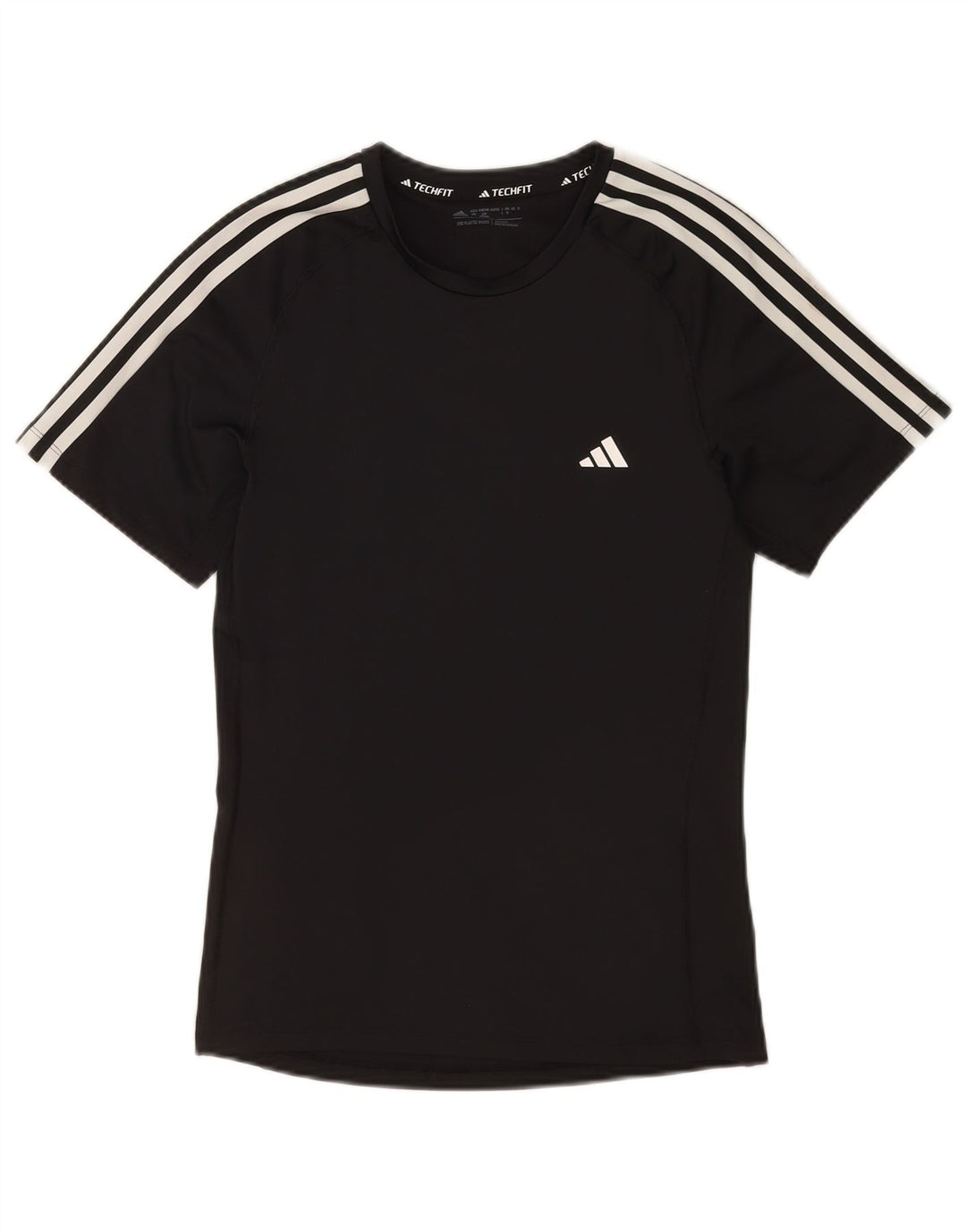 T-shirt Adidas da uomo Tech Fit Top in poliestere nero medio