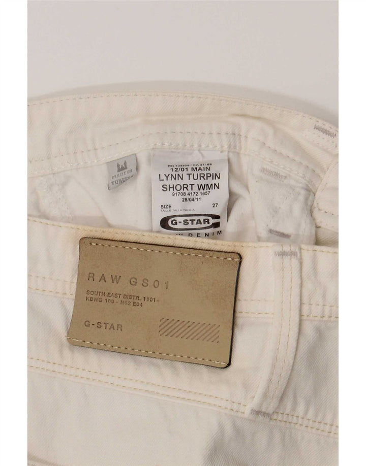 G-Star Femme Short En Jean W27 Petit Coton Blanc