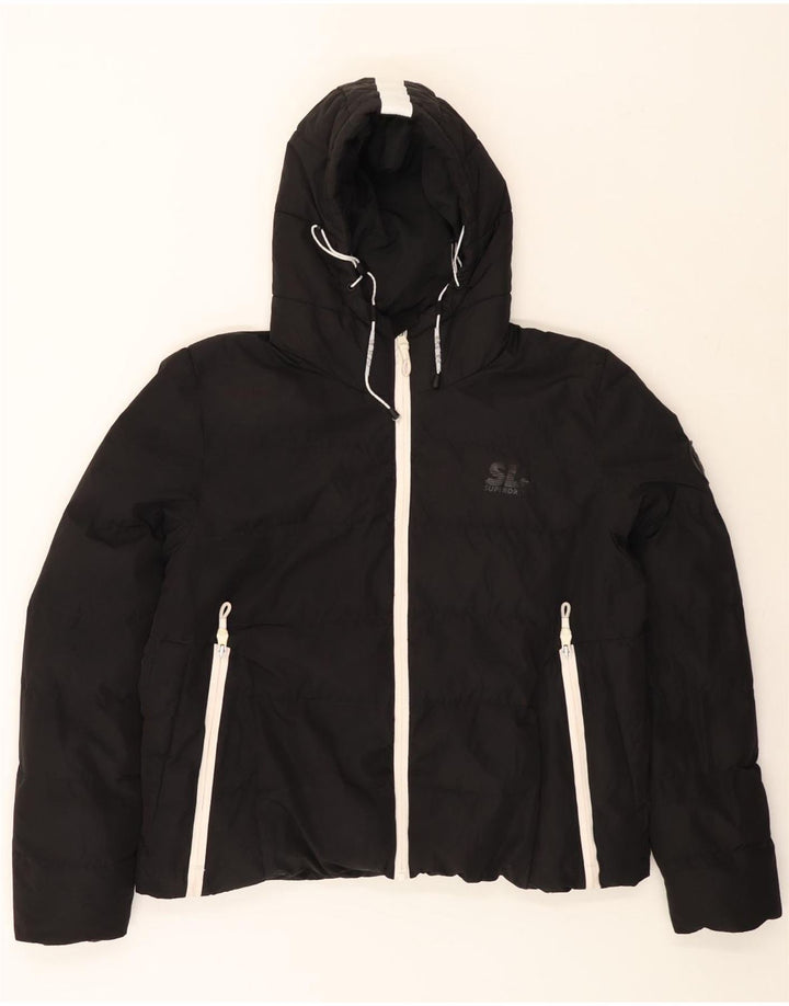 Superdry Womens Crop Hooded Padded Jacket UK 20 XL Black Polyester