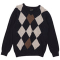 Filippo Riberti Pull col V pour homme Petit Bleu marine Argyle/Diamant