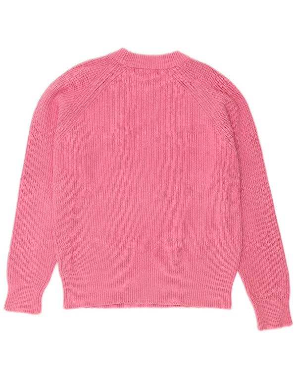 Maglione maglione girocollo da donna Marks & Spencer UK 10 piccolo cotone rosa