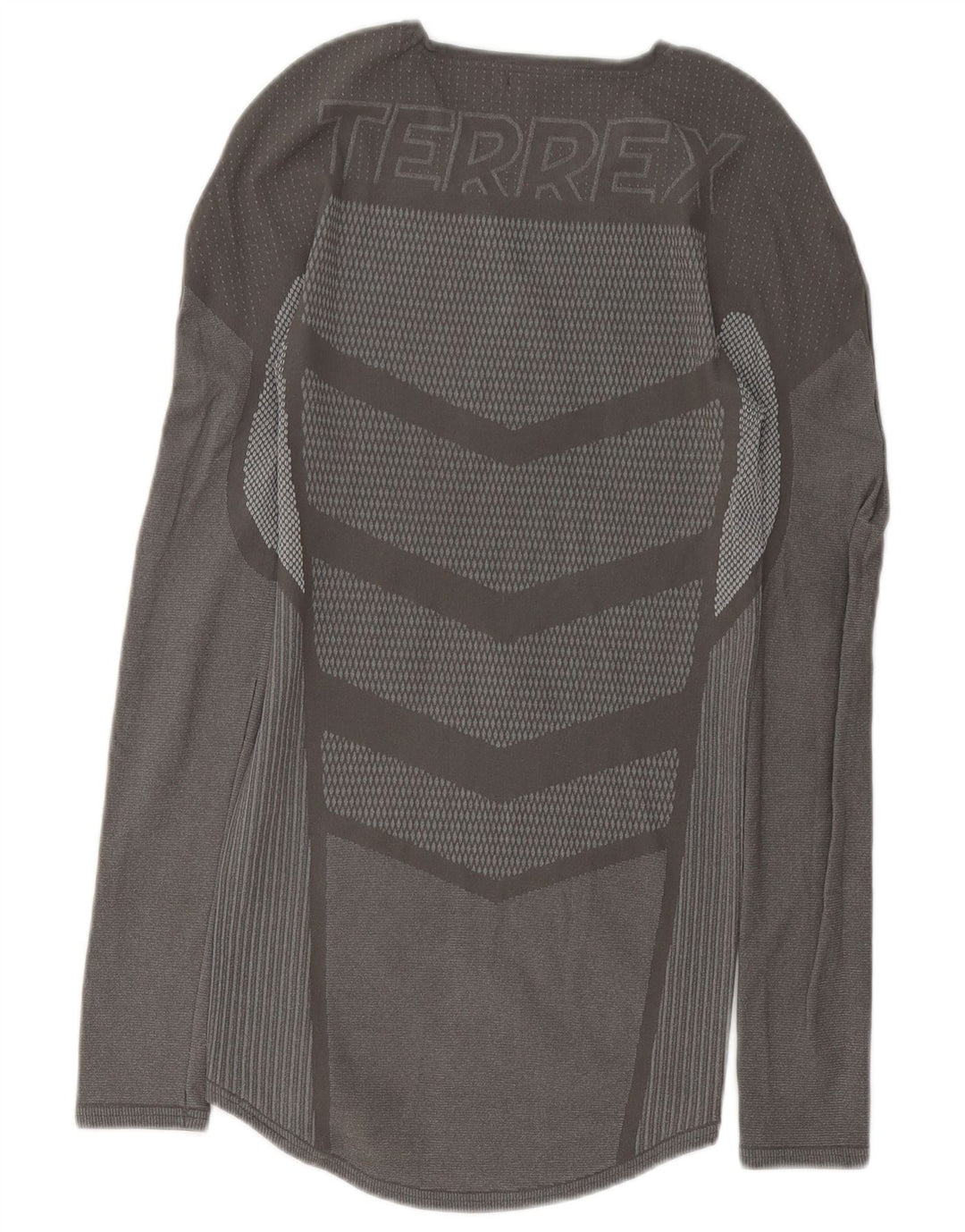 Top Adidas Terrex Graphic da uomo a maniche lunghe in poliestere geometrico grigio medio