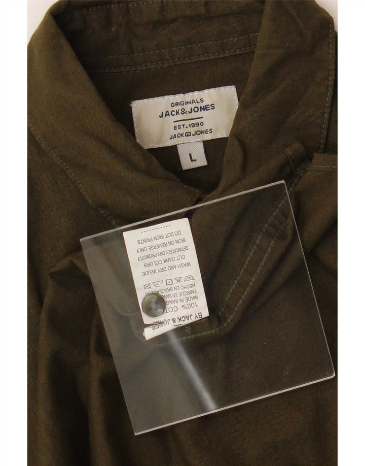 Jack & Jones Mens Shirt Large Khaki Cotton