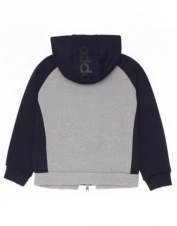 Chłopięcy sweter Adidas z zamkiem błyskawicznym, 5-6 lat, szara, bawełniana, z blokami kolorów