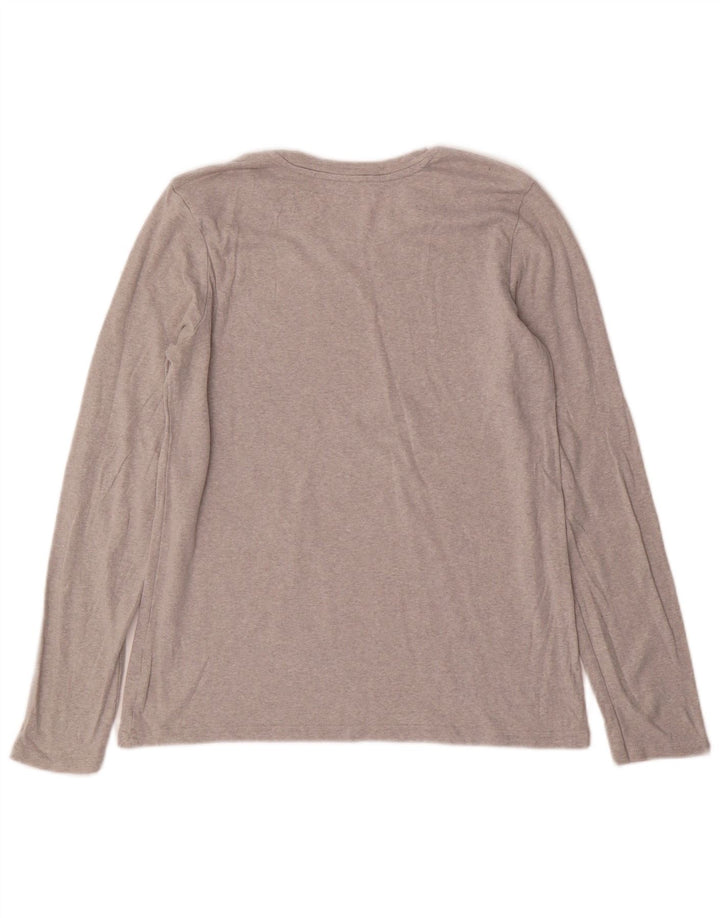 EDDIE BAUER Womens Top Long Sleeve UK 14 Large Grey Cotton