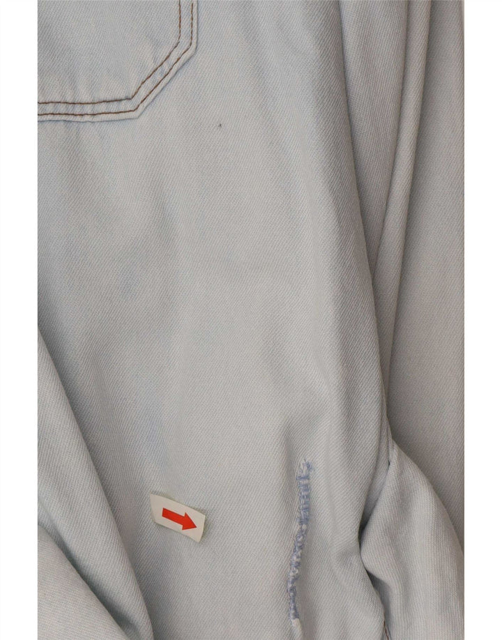 Camisa jeans masculina uniforme grande azul