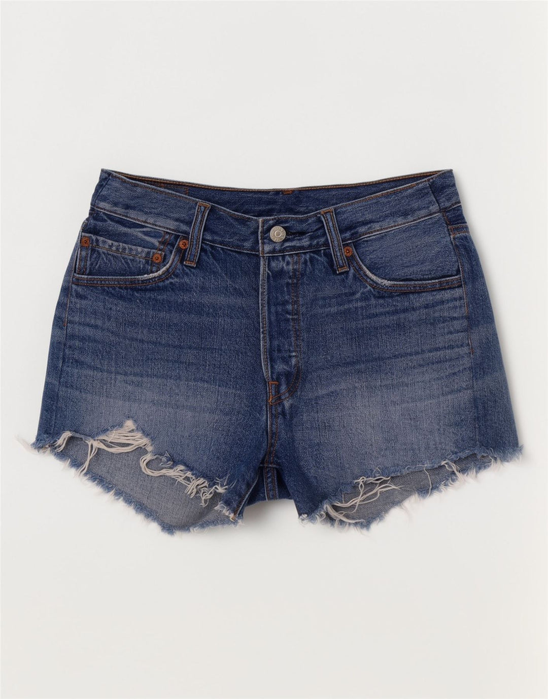 Женские джинсовые шорты Levi's 501 W28, хлопковые, среднего синего цвета