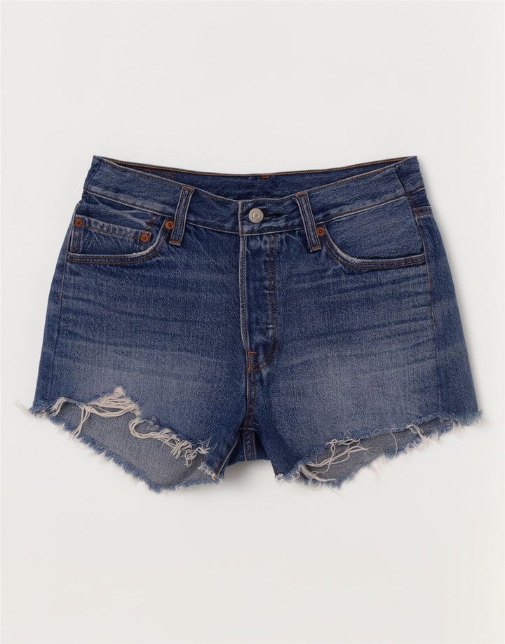 Женские джинсовые шорты Levi's 501 W28, хлопковые, среднего синего цвета