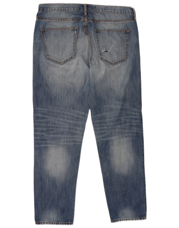 Gap Damen Boyfriend Distressed Tapered Jeans W30 L27 Blaue Baumwolle