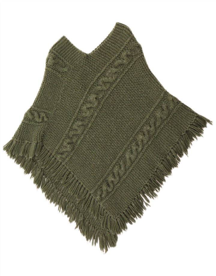 Vintage Damen Poncho Pullover UK 12 Mittelgrün