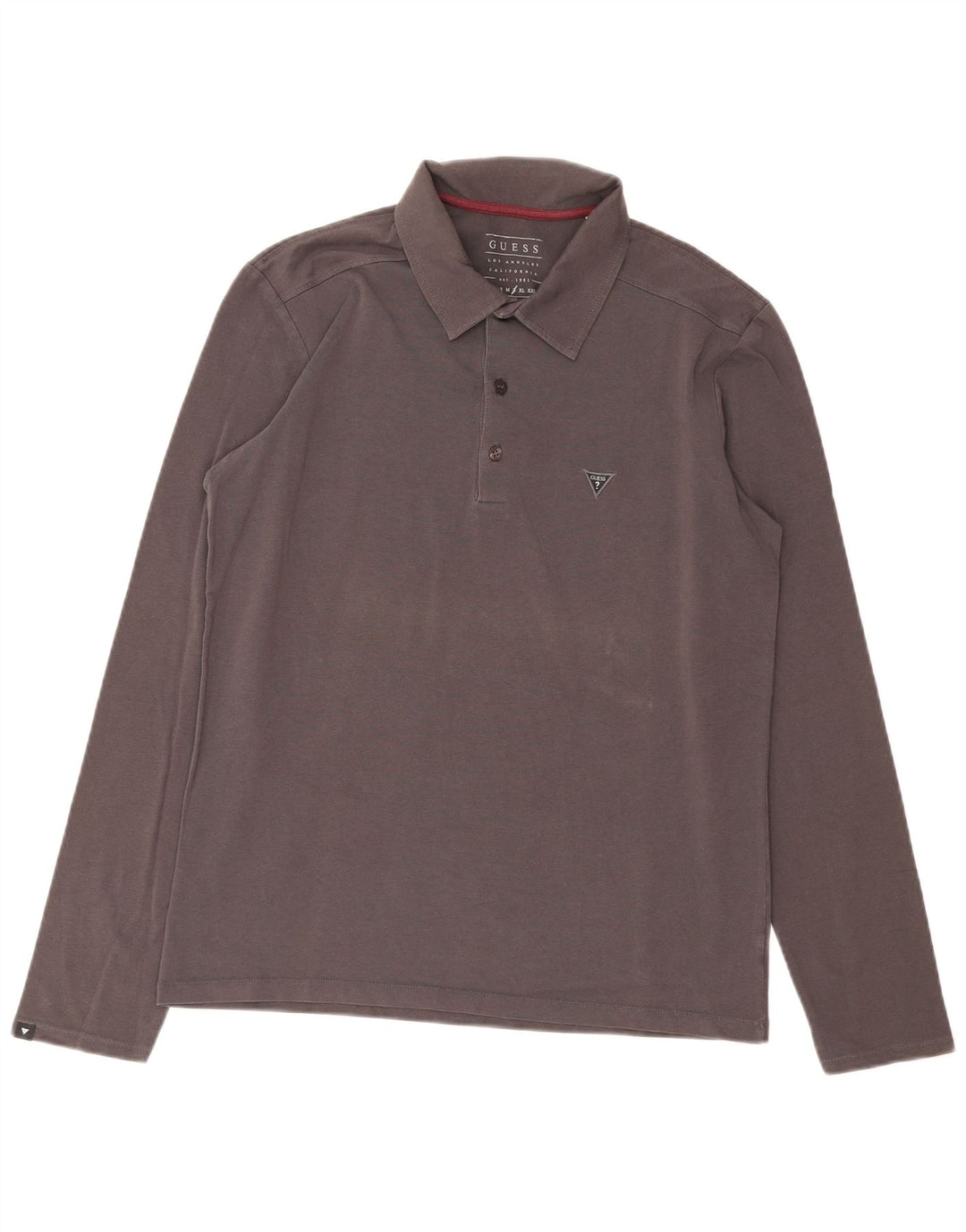 Guess Mens Long Sleeve Extra Slim Fit Polo Shirt Large Grey
