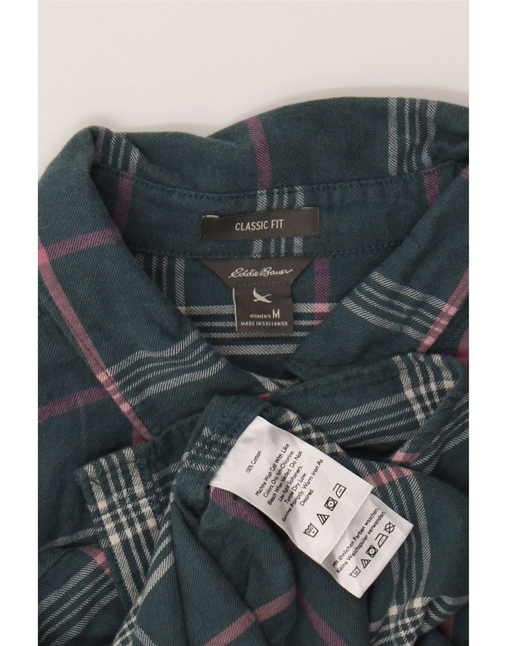EDDIE BAUER Womens Classic Fit Flannel Shirt UK 14 Medium Green Check Vintage Eddie Bauer and Second-Hand Eddie Bauer from Messina Hembry 