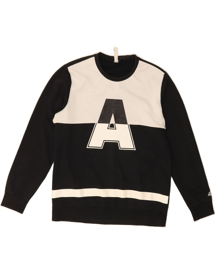 ADIDAS Mens Graphic Sweatshirt Jumper 2XL Black Colourblock Vintage Adidas and Second-Hand Adidas from Messina Hembry 