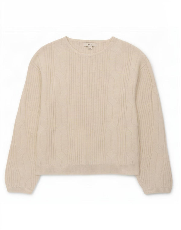 Marks & Spencer Damen-Pullover mit U-Boot-Ausschnitt, Gr. 10, Größe S, gebrochenes Weiß