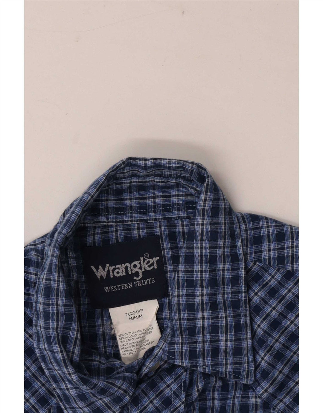 Wrangler kortærmet herreskjorte Medium marineblå ternet bomuld