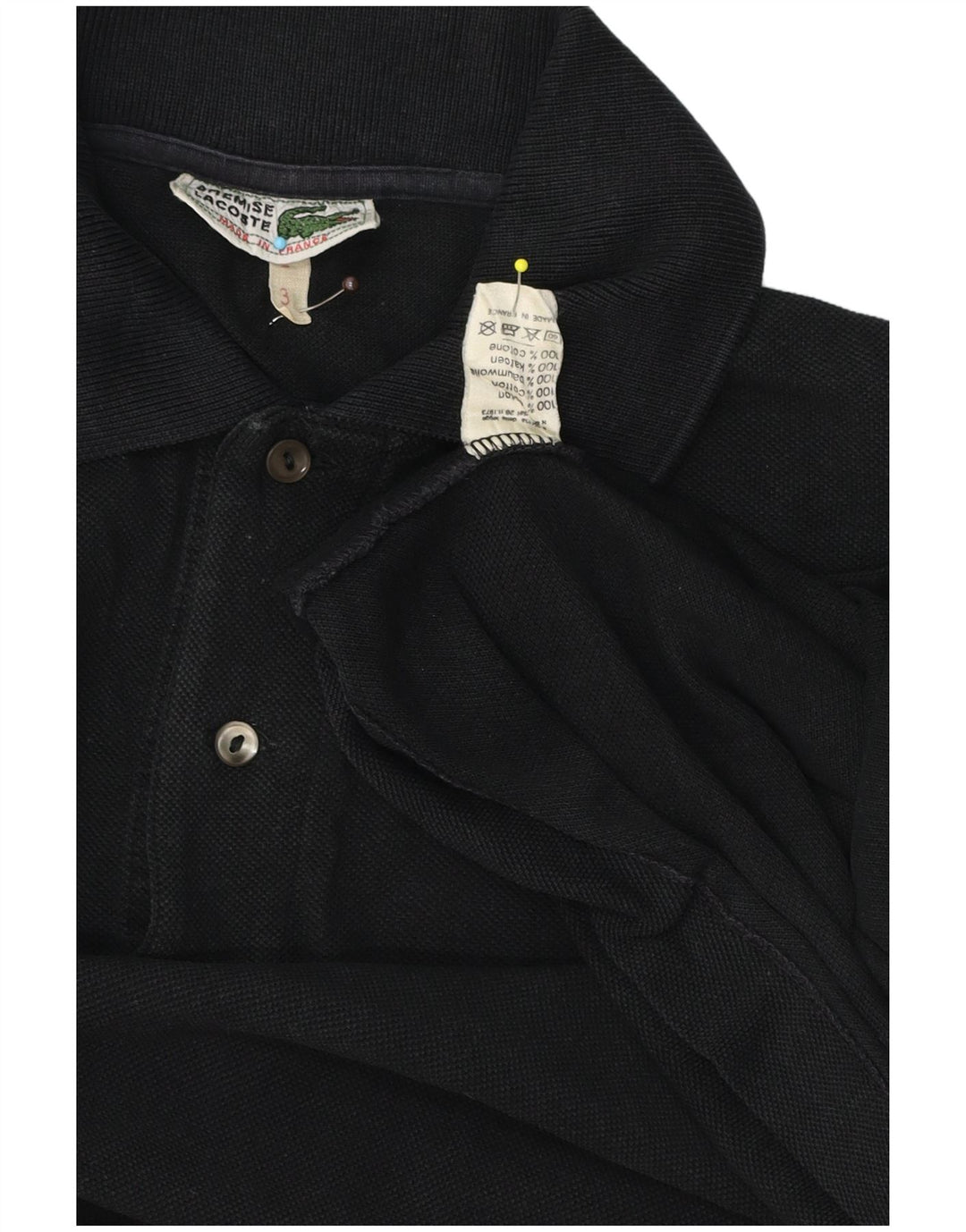 Lacoste Mens Polo Shirt Size 3 Small Black Cotton