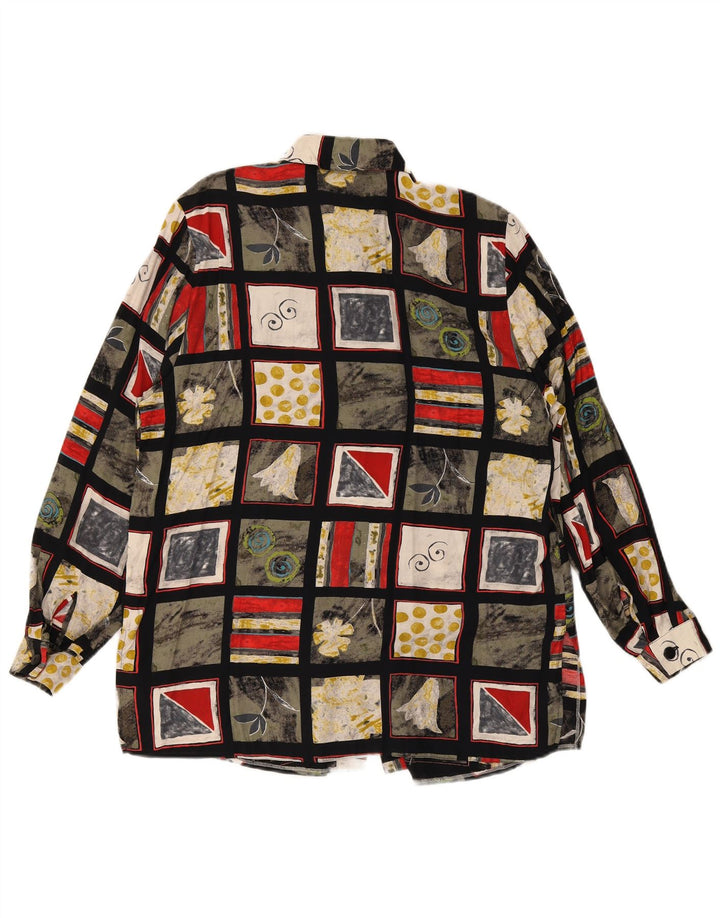 Vintage Womens Shirt Blouse UK 16 Large  Multicoloured Patchwork Viscose
