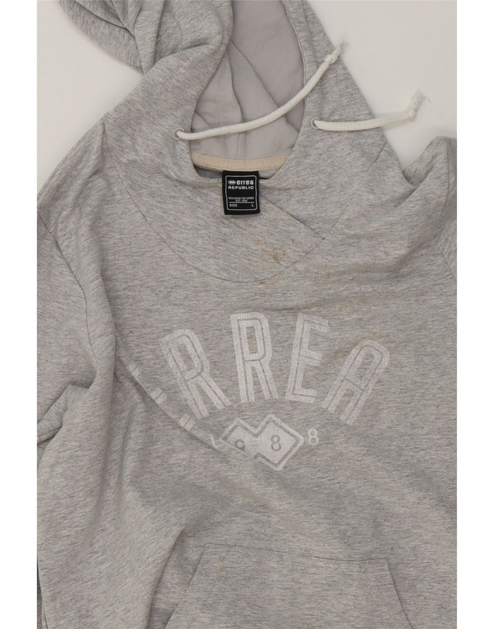 ERREA Womens Graphic Hoodie Jumper UK 16 Large Grey Cotton Vintage Errea and Second-Hand Errea from Messina Hembry 