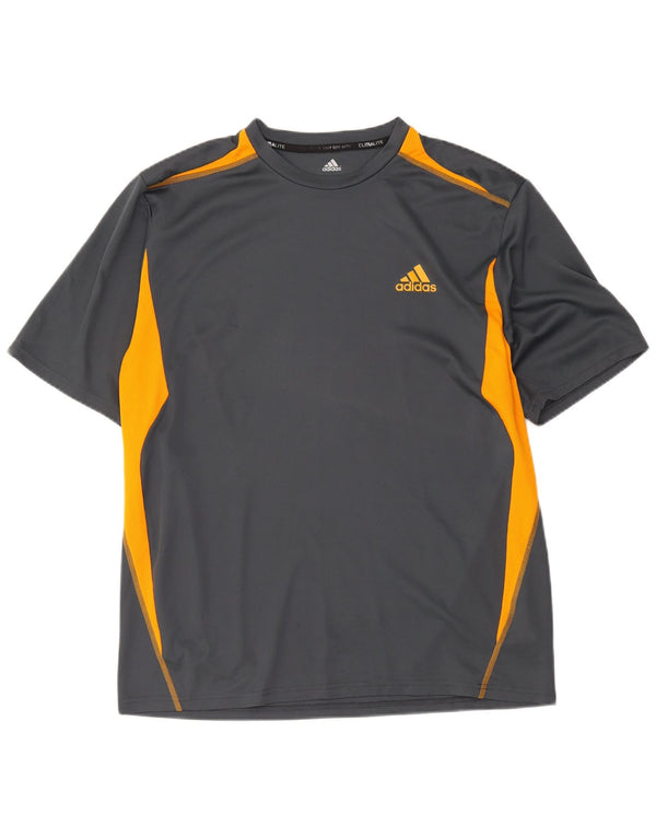 Adidas Mens Climalite T-Shirt Top XL Grey Colourblock Polyester