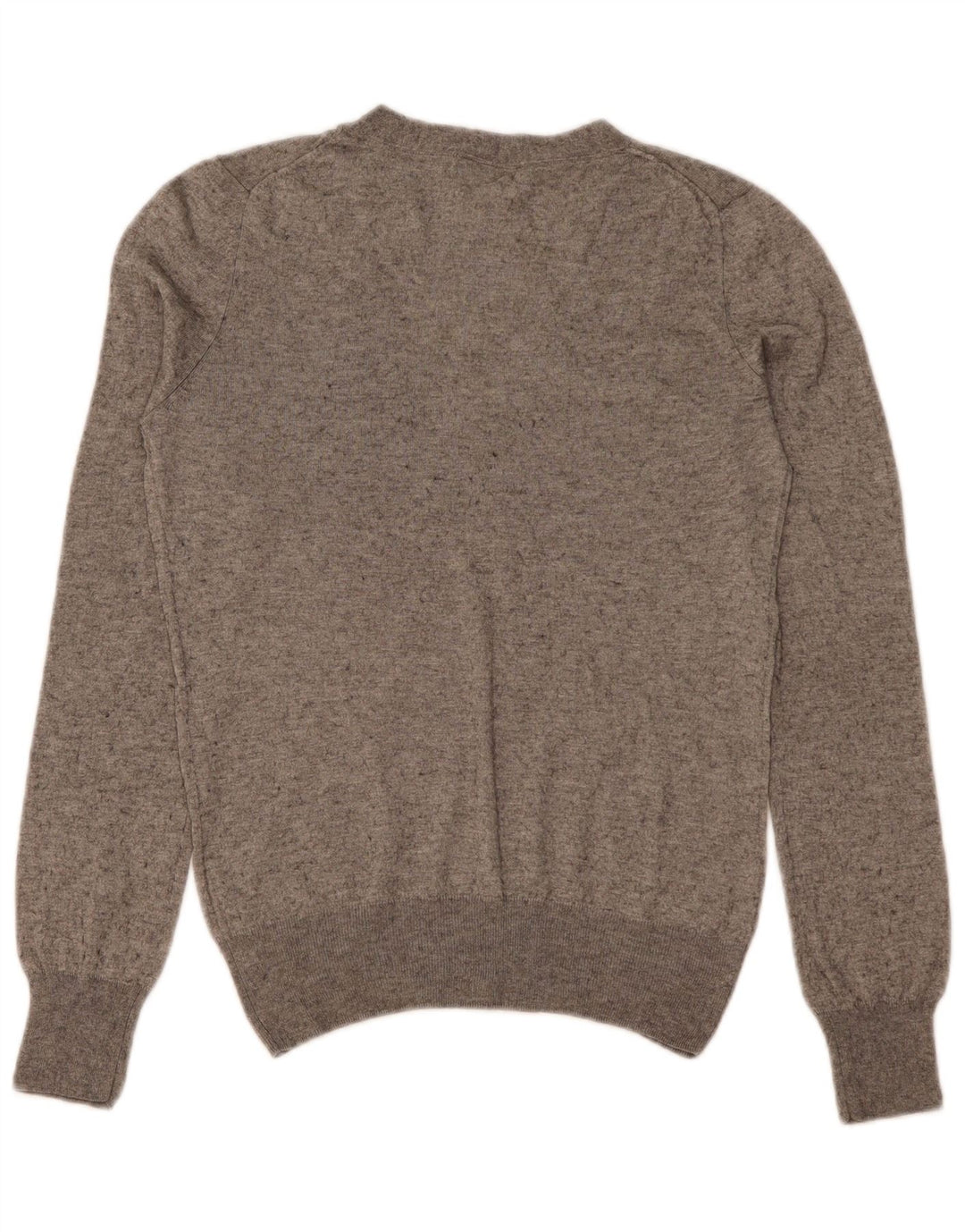 Massimo Dutti Womens V-Neck Jumper Sweater UK 12 Medium Grey Silk