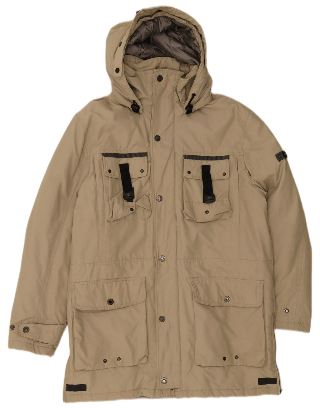 Canadiens Herren-Mantel mit Kapuze, gepolstert, IT 48, mittelbeige Baumwolle