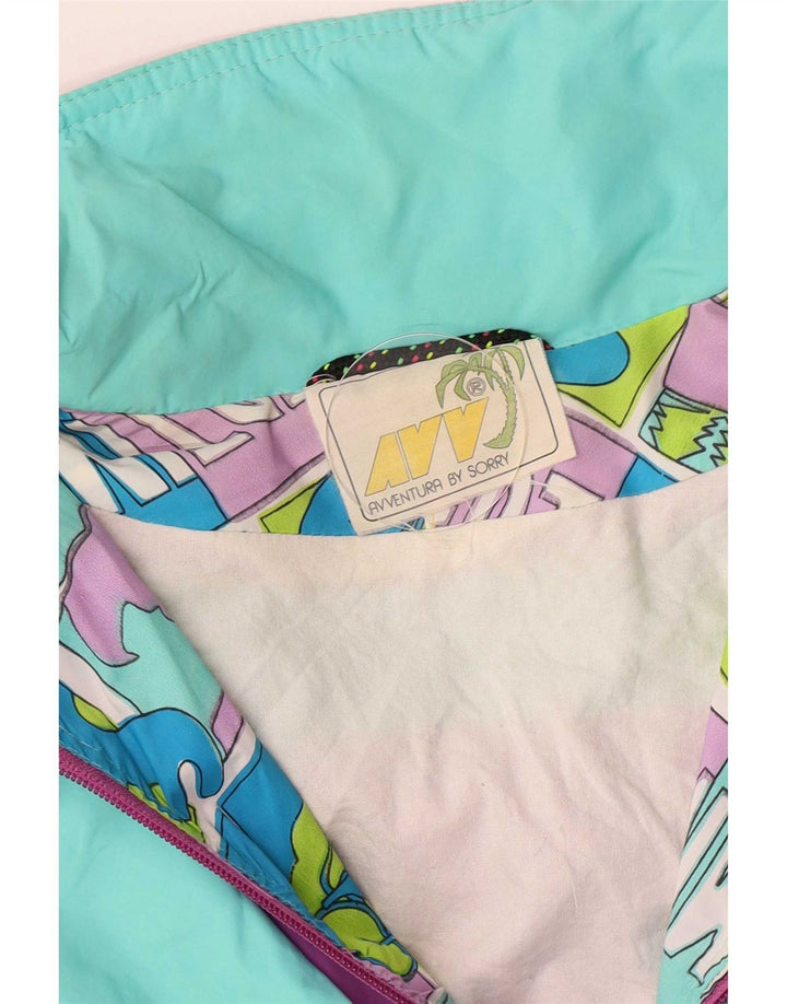 Desculpe feminino gráfico anorak jaqueta IT 46 grande retro multicolorido