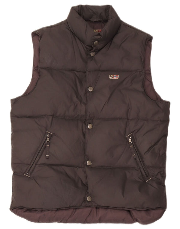 Napapijri Jungen-Gilet mit grafischer Wattierung, 9–10 Jahre, braunes Polyamid