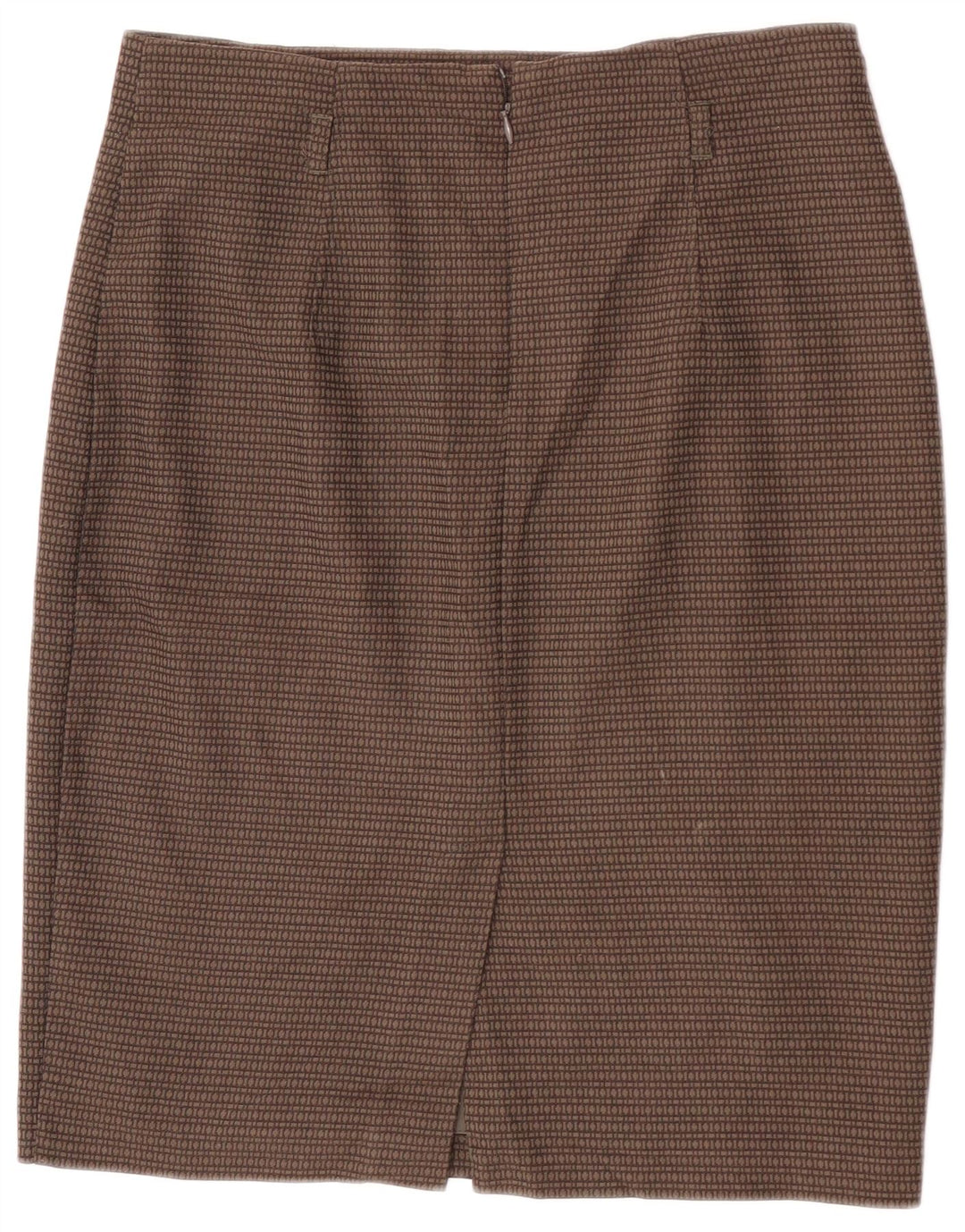 Marks & Spencer Pencil Nederdel til kvinder W32 Stor brun geometrisk polyester