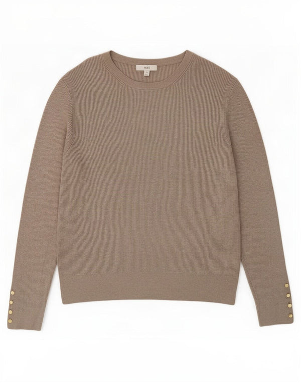 Marks & Spencer Jersey con Cuello Barco para Mujer UK 20 2XL Viscosa Marrón