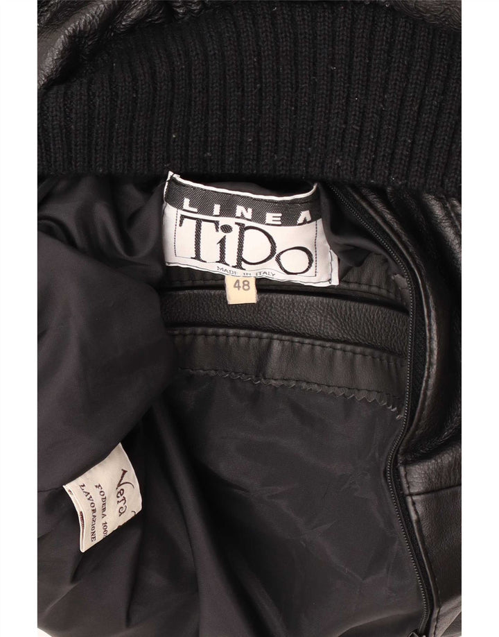 Jaqueta bomber militar masculina vintage IT 48 couro preto médio