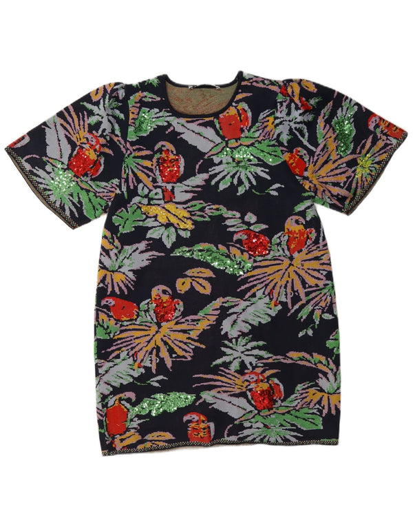 Zara Γυναικείο κοντομάνικο φόρεμα UK 10 Small Navy Blue Floral