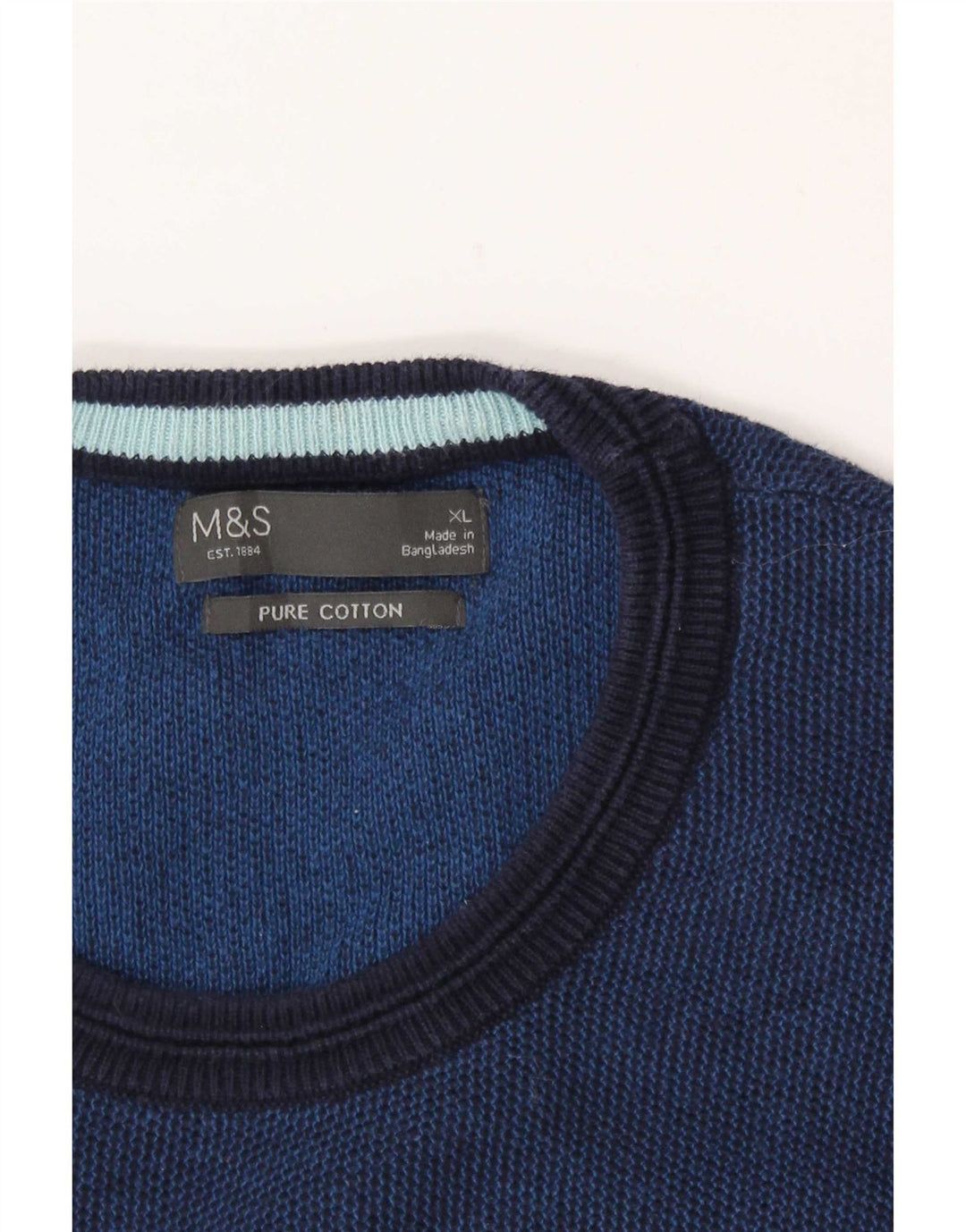 Marks & Spencer Mens Crew Neck Jumper Sweater XL Blue Cotton