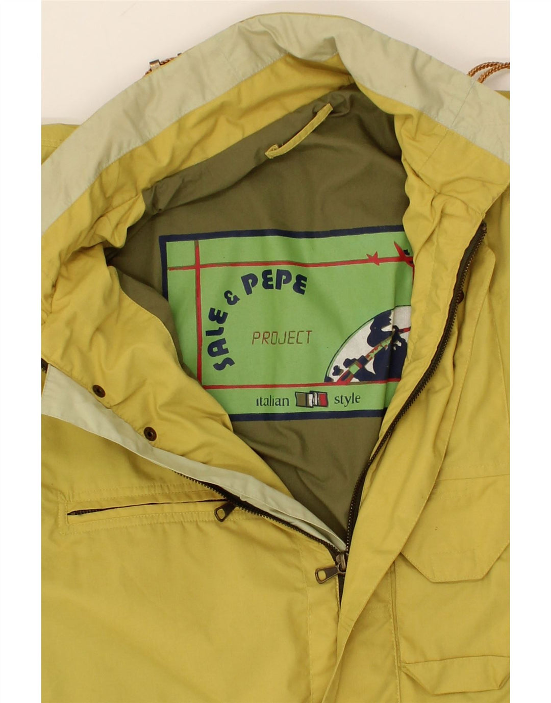 SALE E PEPE Mens Windbreaker Jacket UK 42 XL Yellow Vintage Sale E Pepe and Second-Hand Sale E Pepe from Messina Hembry 