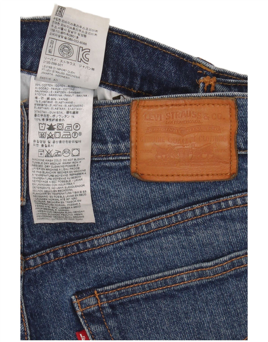 Levi's Womens Straight Jeans W27 L28 Blue Cotton