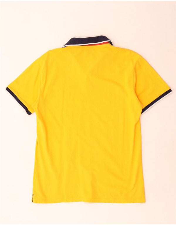 North Sails Mens Graphic Polo Shirt Large Yellow Colourblock Cotton