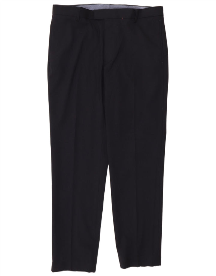 Pantaloni da abito slim su misura da uomo Marks & Spencer W36 L31 Blu Navy