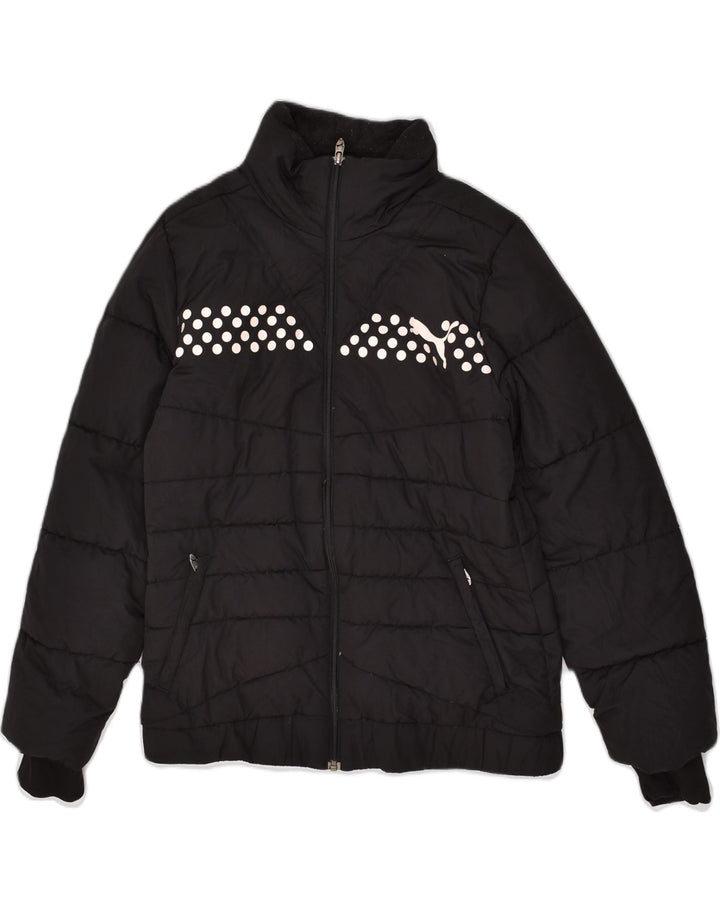 PUMA Womens Padded Jacket UK 16 Large Black Polyester | Vintage Puma | Thrift | Second-Hand Puma | Used Clothing | Messina Hembry 