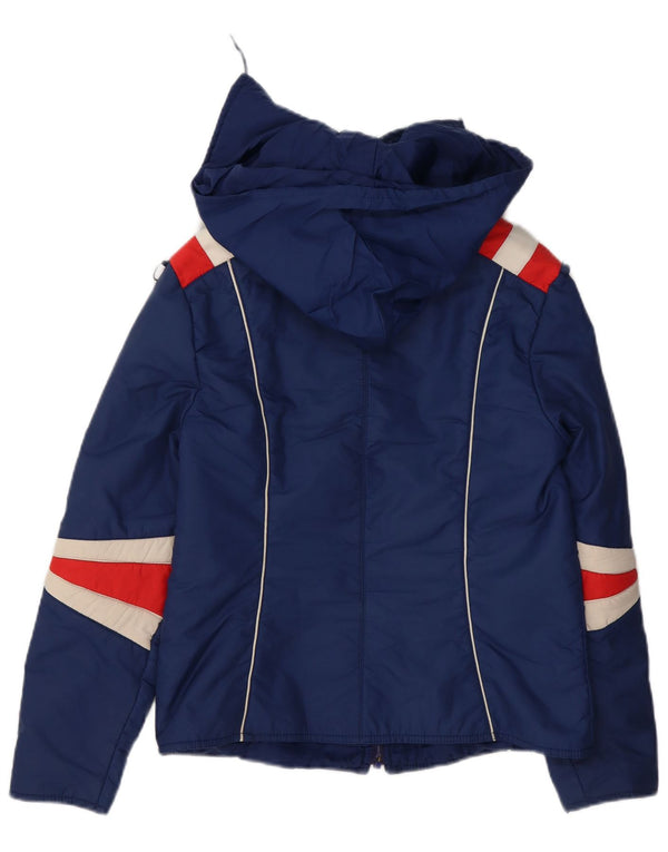 Silvretta Womens Hooded Ski Jacket IT 42 Medium Navy Blue Colourblock