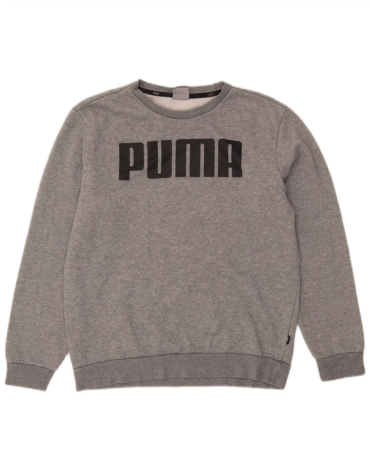 Puma Mens Graphic Sweatshirt Jumper Medium Grey Flecked Cotton