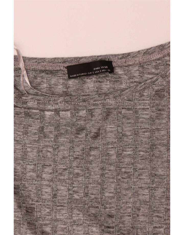 Zara Tunique à manches longues pour femme UK 10 Petit carreaux gris