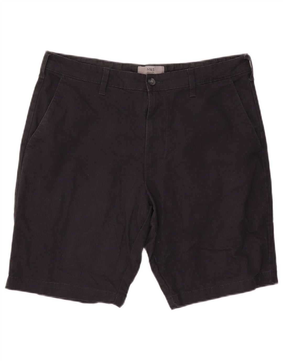 Marks & Spencer Mens Chino Shorts W34 Large Navy Blue Cotton