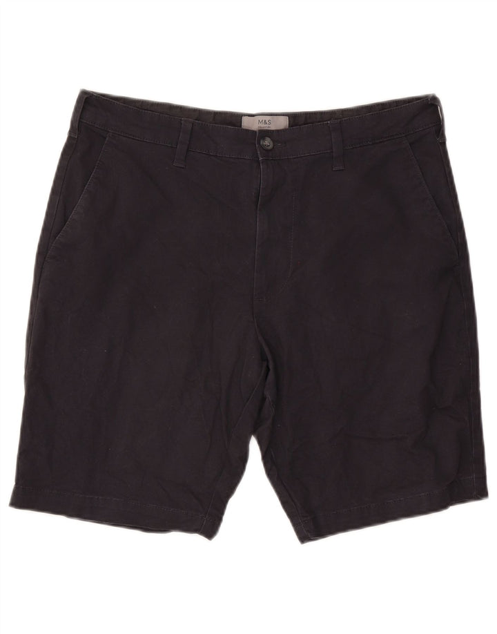 Marks & Spencer Mens Chino Shorts W34 Large Navy Blue Cotton