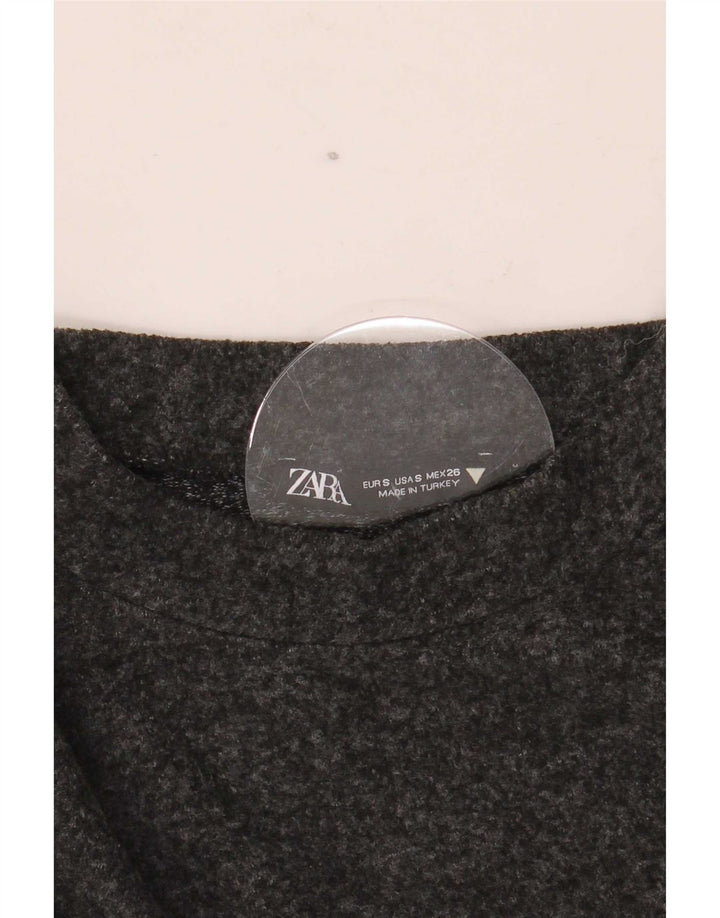 Zara Mujer Top Manga Larga UK 10 Small Gris