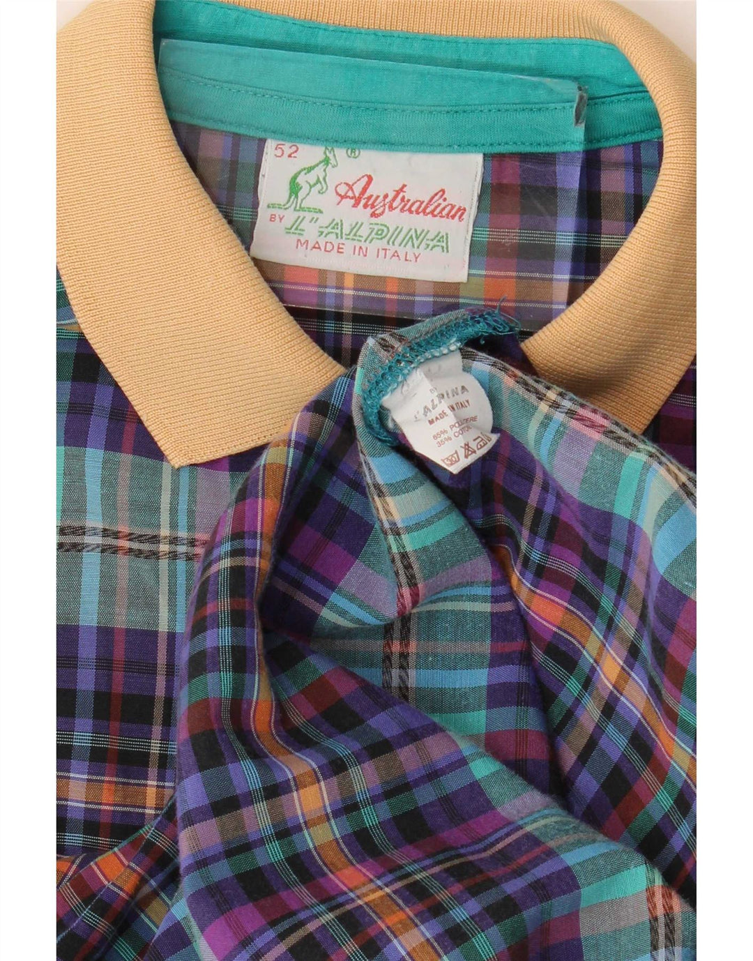 AUSTRALIAN L'ALPINA Mens Short Sleeve Shirt IT 52 Large Multicoloured Check