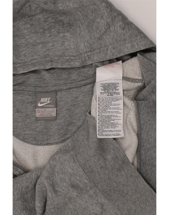 NIKE Boys Zip Hoodie Sweater 10-11 Years Medium Grey Cotton Vintage Nike and Second-Hand Nike from Messina Hembry 