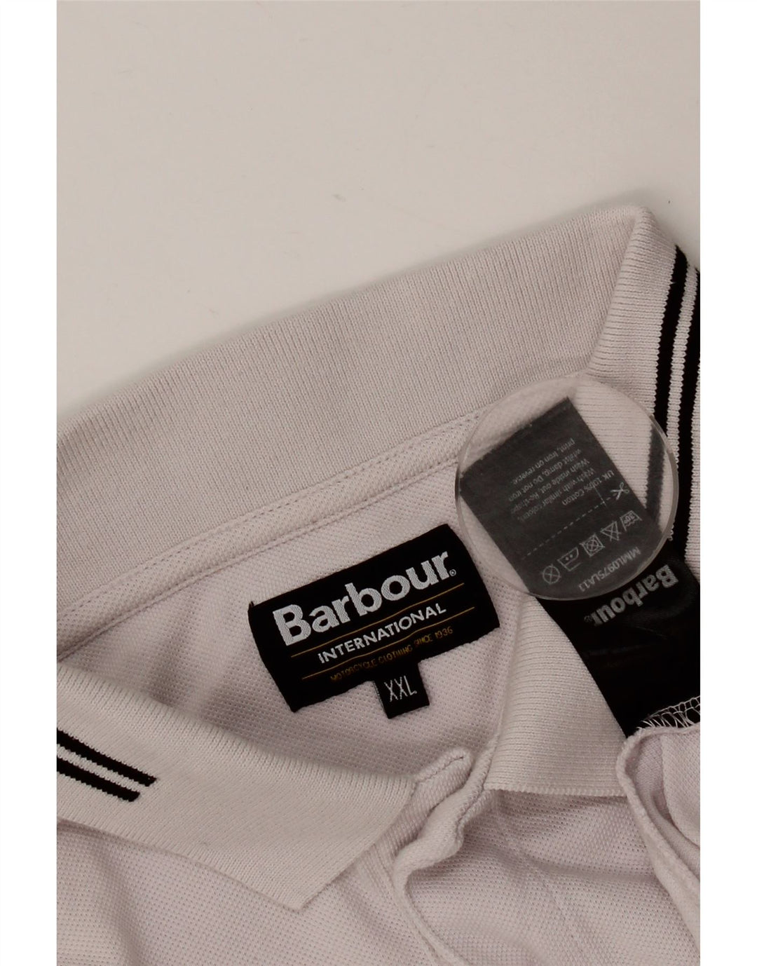 BARBOUR Polo Homme 2XL Blanc Rayé Coton