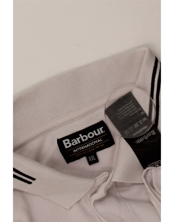 BARBOUR Polo Homme 2XL Blanc Rayé Coton