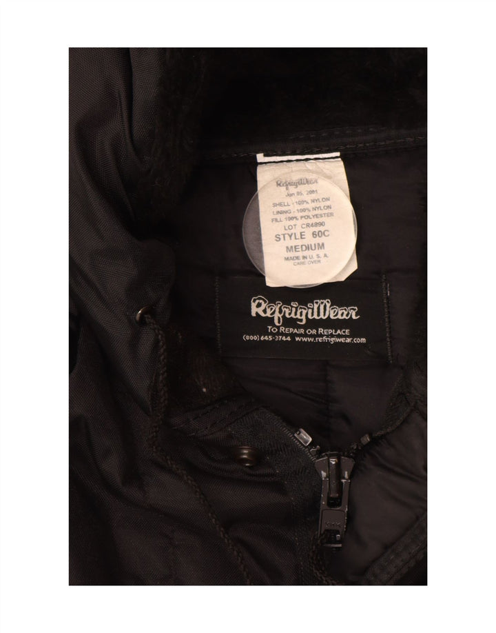 REFRIGIWEAR Womens Hooded Padded Coat UK 14 Medium Black Nylon