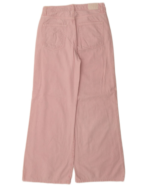 Zara Vaqueros de pierna ancha y cintura alta para mujer EU 38 Small W28 L32 Algodón rosa
