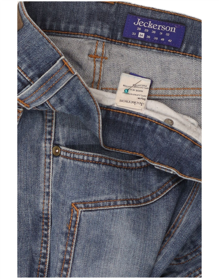 Jeckerson Mens Straight Jeans W34 L31 Blue Cotton